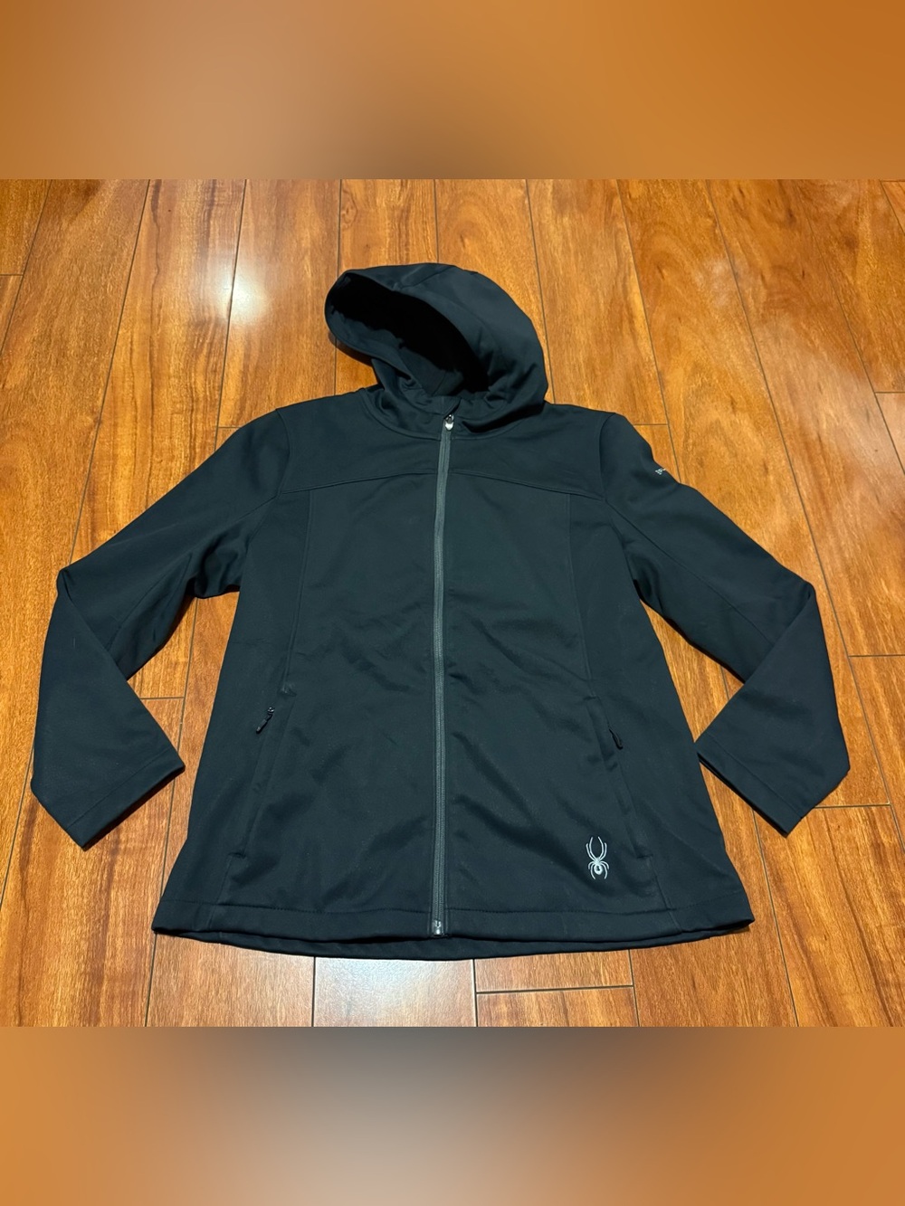 Spyder Black Hooded Windbreaker Jacket
